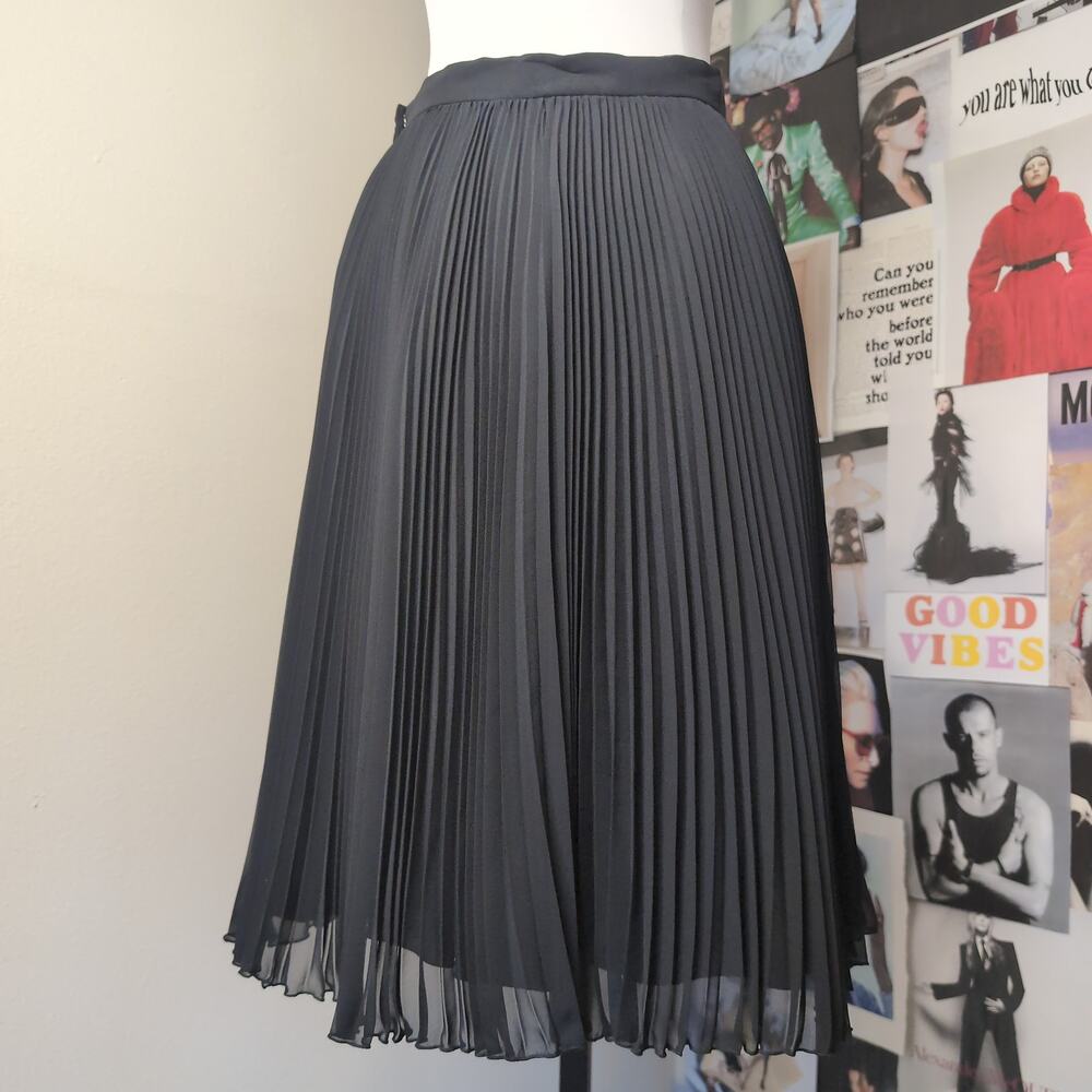 Black Pleated Midi Skirt Gothic